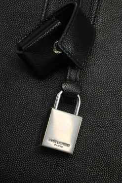 Small Black grain de poudre leather Sac de Jour tote with detachable shoulder strap