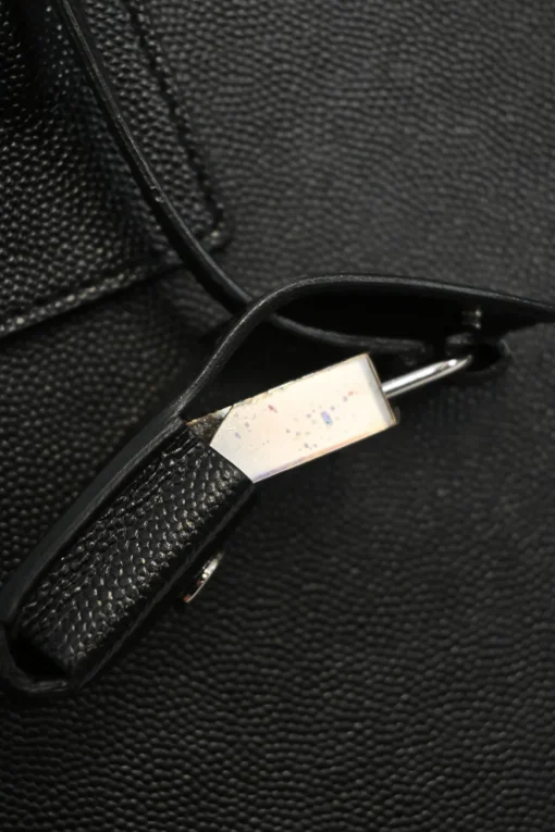 Small Black grain de poudre leather Sac de Jour tote with detachable shoulder strap