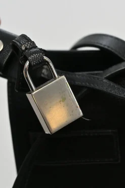 Small Black grain de poudre leather Sac de Jour tote with detachable shoulder strap