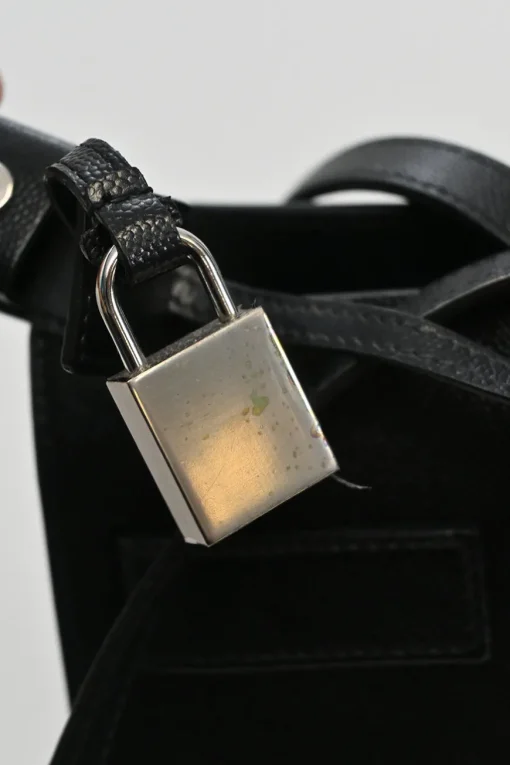 Small Black grain de poudre leather Sac de Jour tote with detachable shoulder strap