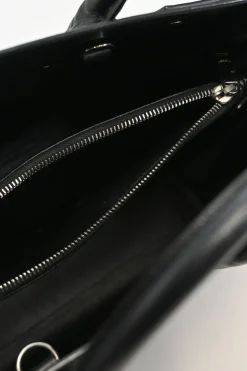 Small Black grain de poudre leather Sac de Jour tote with detachable shoulder strap