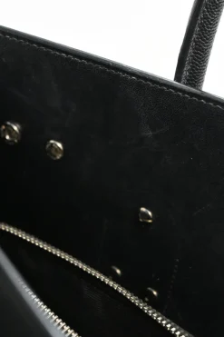 Small Black grain de poudre leather Sac de Jour tote with detachable shoulder strap