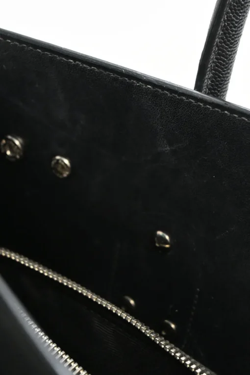 Small Black grain de poudre leather Sac de Jour tote with detachable shoulder strap