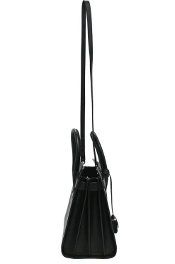 Small Black grain de poudre leather Sac de Jour tote with detachable shoulder strap