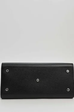 Small Black grain de poudre leather Sac de Jour tote with detachable shoulder strap