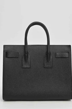 Small Black grain de poudre leather Sac de Jour tote with detachable shoulder strap