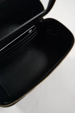 Small Black Quilted Caviar Skin Rectangular Vanity Case