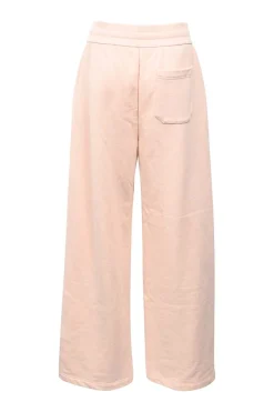 Soft pink cotton-jersey high-rise wide leg jogger pants with GG logo embroidered motif