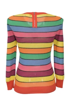 SONIA multi-colour flatbed cotton jersey crewneck pullover sweater with heart appliqué