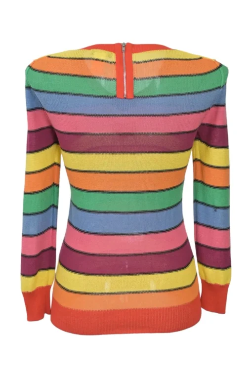 SONIA multi-colour flatbed cotton jersey crewneck pullover sweater with heart appliqué