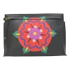 Special edition Lunar New Year Black marquetry daffodil print leather zip pouch