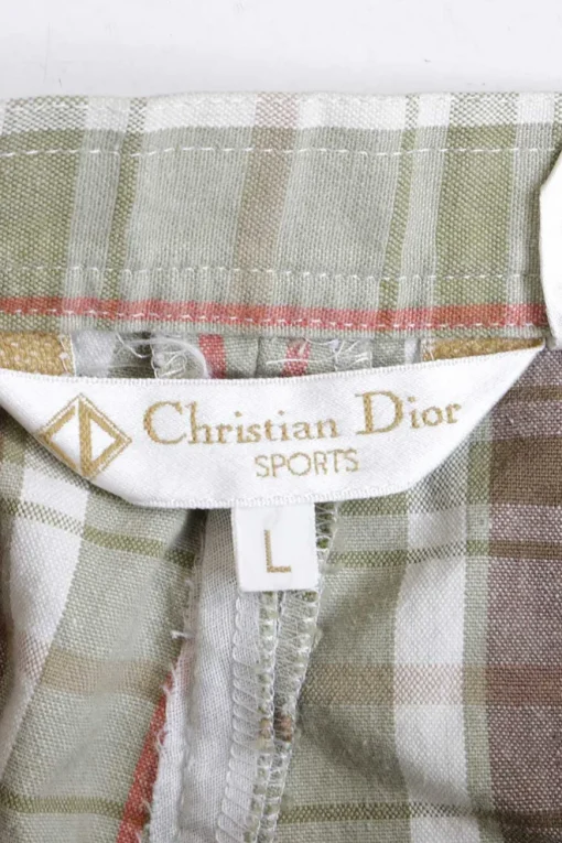 Sport beige linen-blend madras check pull-on elastic waist Bermuda golf shorts