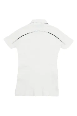 Sport black and white polyester fully-fashioned warp techno knit half-zip polo