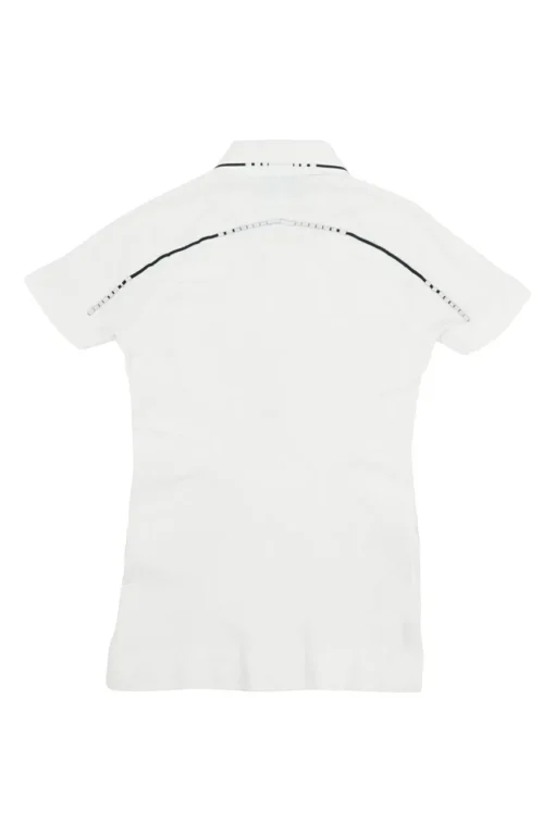 Sport black and white polyester fully-fashioned warp techno knit half-zip polo