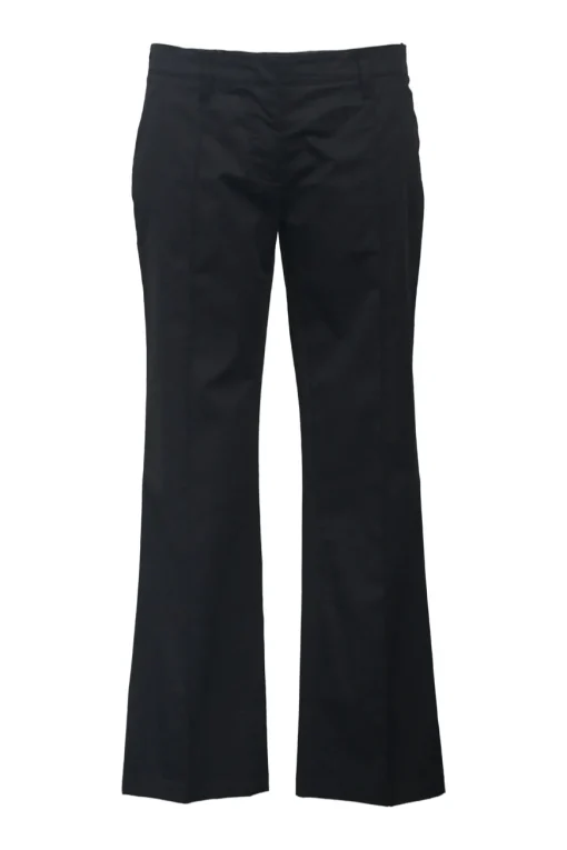 Sport black cotton-blend low-rise pintuck pleat flared trousers