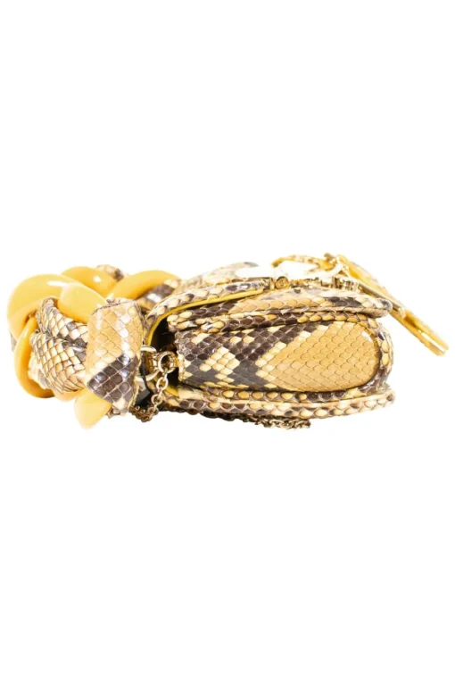2016 Spring Runway yellow and black python square padlock bag.