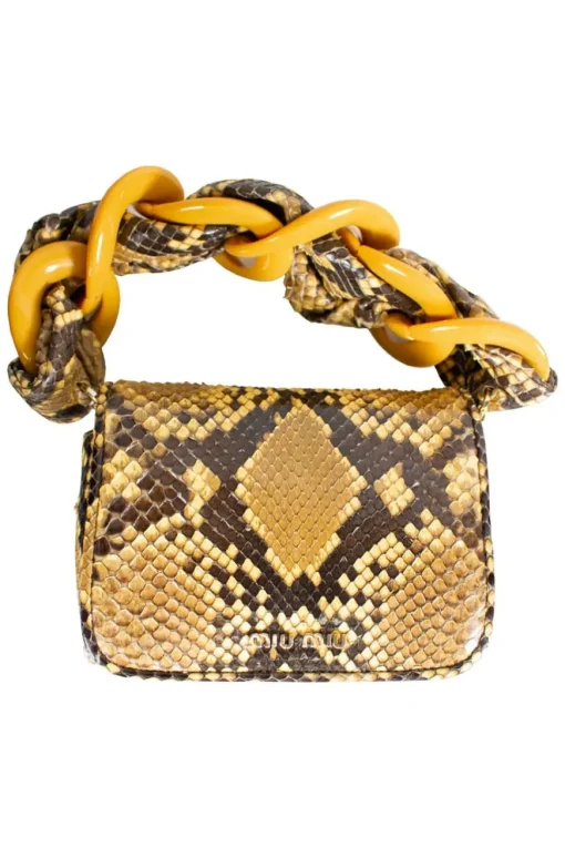 2016 Spring Runway yellow and black python square padlock bag.