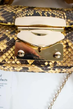 2016 Spring Runway yellow and black python square padlock bag.