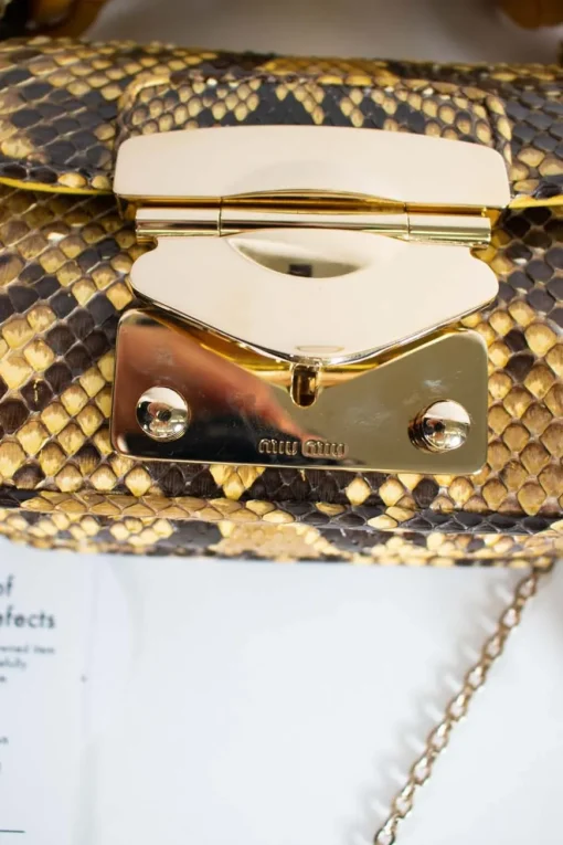2016 Spring Runway yellow and black python square padlock bag.
