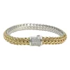 Sterling silver and 18k bonded reversible chain bracelet with pavé-set diamond pusher clasp closure and mother-of-pearl accent