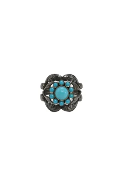 Sterling silver and turquoise flower ring