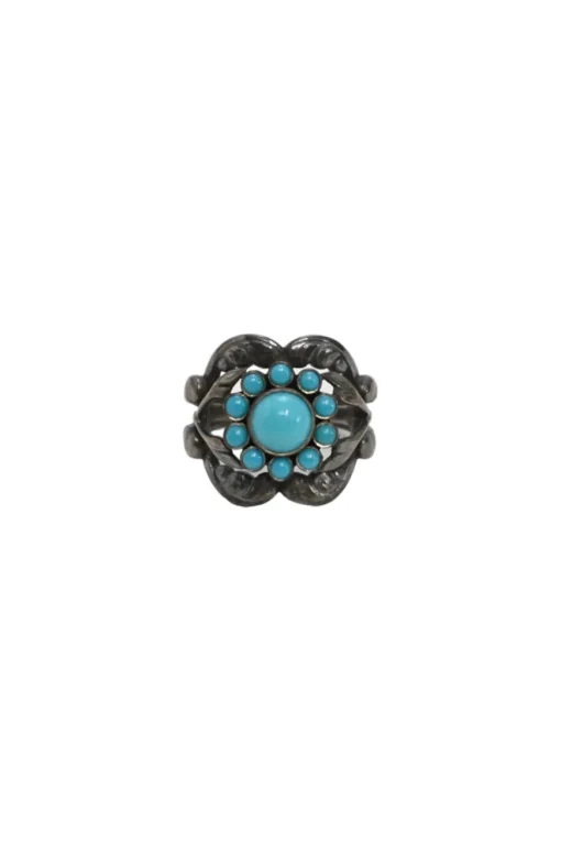 Sterling silver and turquoise flower ring
