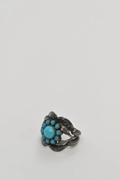 Sterling silver and turquoise flower ring