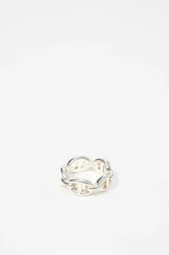 925 Sterling silver Chaine d'ancre Enchainee Small band ring