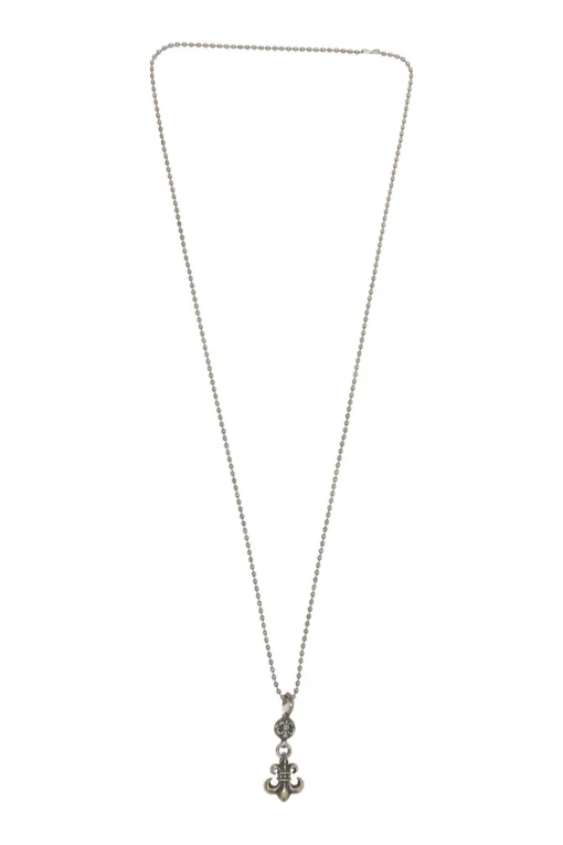 Sterling silver fleur de lis solitaire pendant on ball bead chain