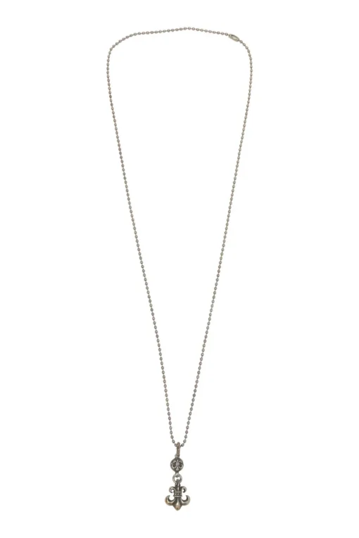 Sterling silver fleur de lis solitaire pendant on ball bead chain