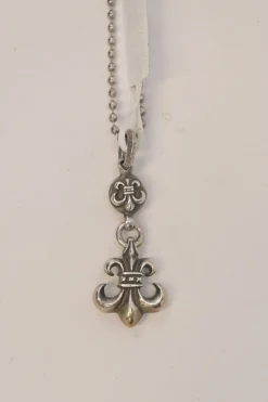 Sterling silver fleur de lis solitaire pendant on ball bead chain
