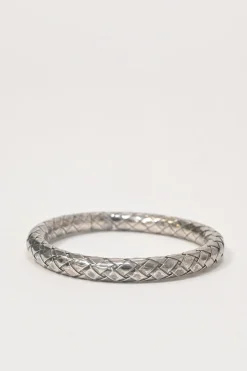 .925 sterling silver intrecciato-embossed bangle