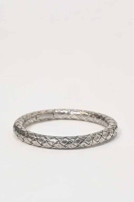 .925 sterling silver intrecciato-embossed bangle