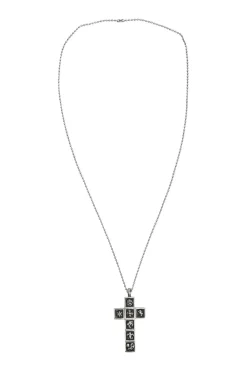 Sterling silver multi-framed charm cross necklace