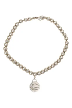 .925 sterling silver Return to Tiffany Circle Tag bead bracelet with lobster clasp closure