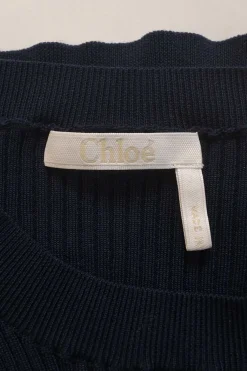 Stormy night navy cupro-blend micro-rib knit crewneck pullover second-skin pullover knit top