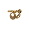 Strass crystal-embellished gold-tone metal F Is charm ring