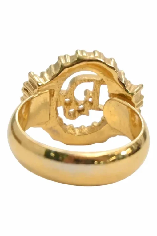 Strass crystal-embellished gold-tone metal halo logo ring