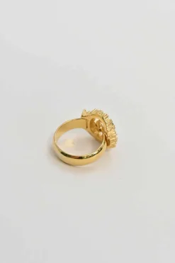 Strass crystal-embellished gold-tone metal halo logo ring