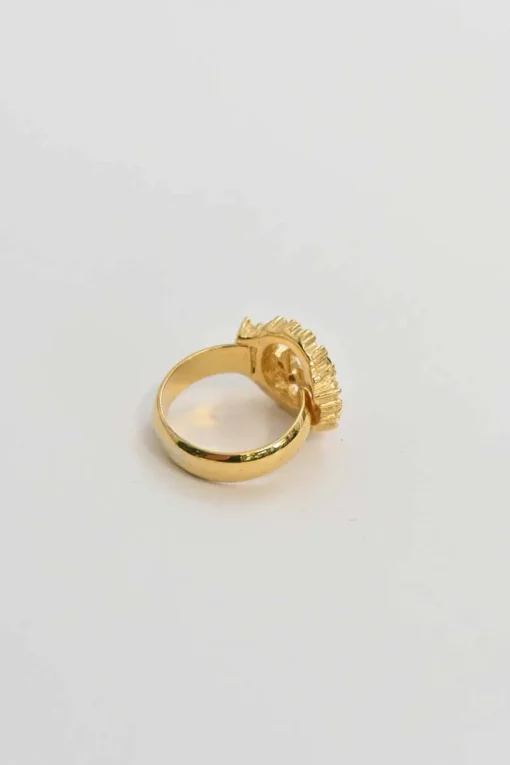 Strass crystal-embellished gold-tone metal halo logo ring