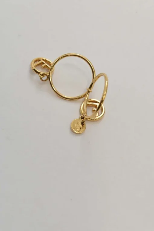 Strass crystal-embellished gold-tone metal F Is charm ring