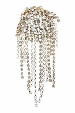 Strass-embellished gold-finish brass starburst brooch