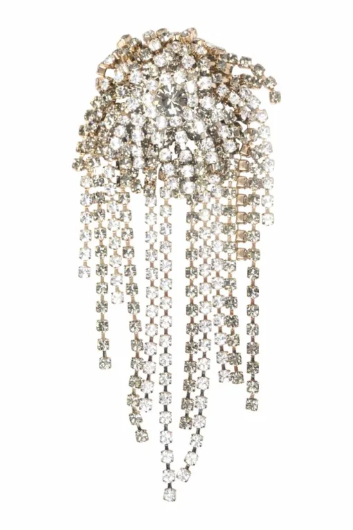 Strass-embellished gold-finish brass starburst brooch