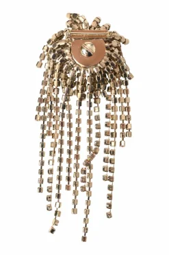 Strass-embellished gold-finish brass starburst brooch