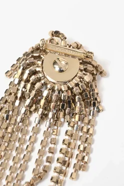 Strass-embellished gold-finish brass starburst brooch