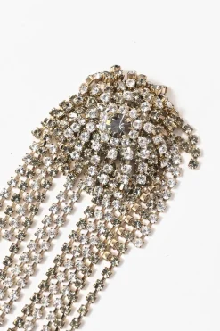 Strass-embellished gold-finish brass starburst brooch