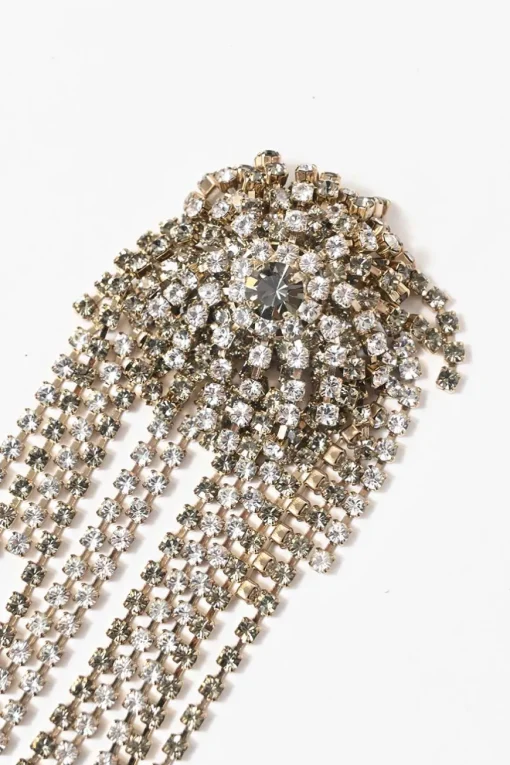 Strass-embellished gold-finish brass starburst brooch