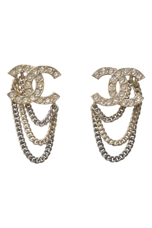 Strass-embellished mixed-metal chain Coco Mark stud earrings