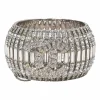 Strass-embellished silver-finish metal Coco Mark caged bangle