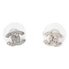 Strass-embellished silver-finish metal Coco Mark stud earrings